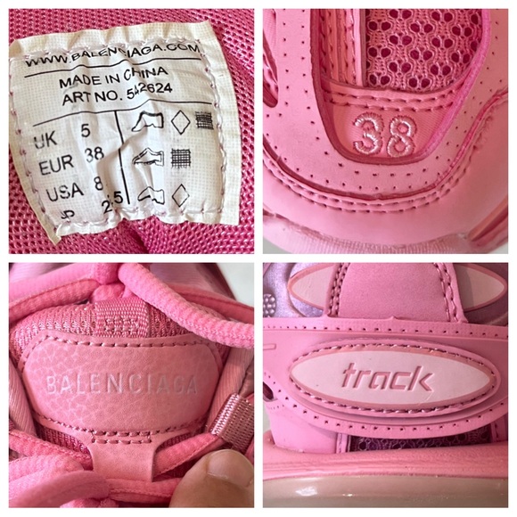 LIKE NEW Balenciaga Track Trainer Sneaker Bubblegum Pink Running Sneakers 38 8 - Picture 5 of 17